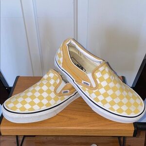 Vans Classic Yellow and White Checkered Slip-Ons